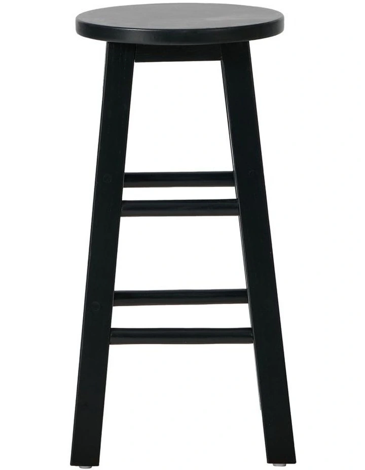 Oikiture 4x Bar Stool Kitchen Counter Round Chair Split-Level Footrest Black image 2