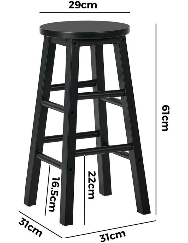 Oikiture 4x Bar Stool Kitchen Counter Round Chair Split-Level Footrest Black image 3
