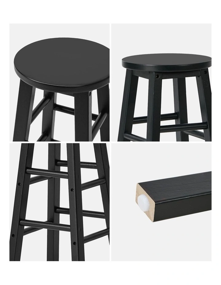 Oikiture 4x Bar Stool Kitchen Counter Round Chair Split-Level Footrest Black image 6