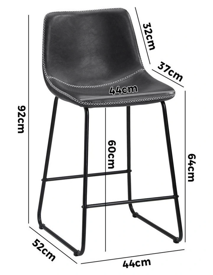 Oikiture 2x Bar Stools Steel Stool Modern Kitchen Dining Furniture Set Grey image 3