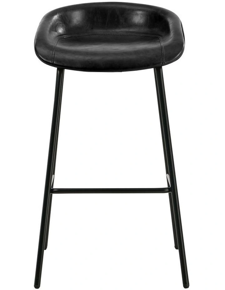 Oikiture 2X Bar Stools Kitchen Dining Chair Metal Counter Stool PU Leather Black image 2