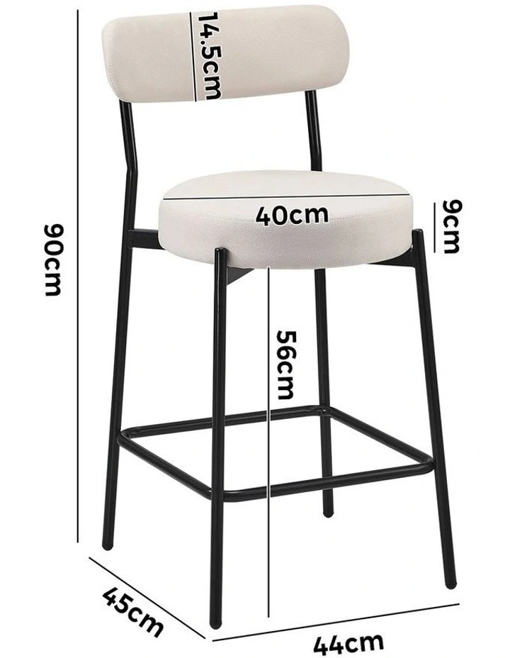 Oikiture 2x Bar Stools Kitchen Dining Chairs Counter Stool Beige image 3