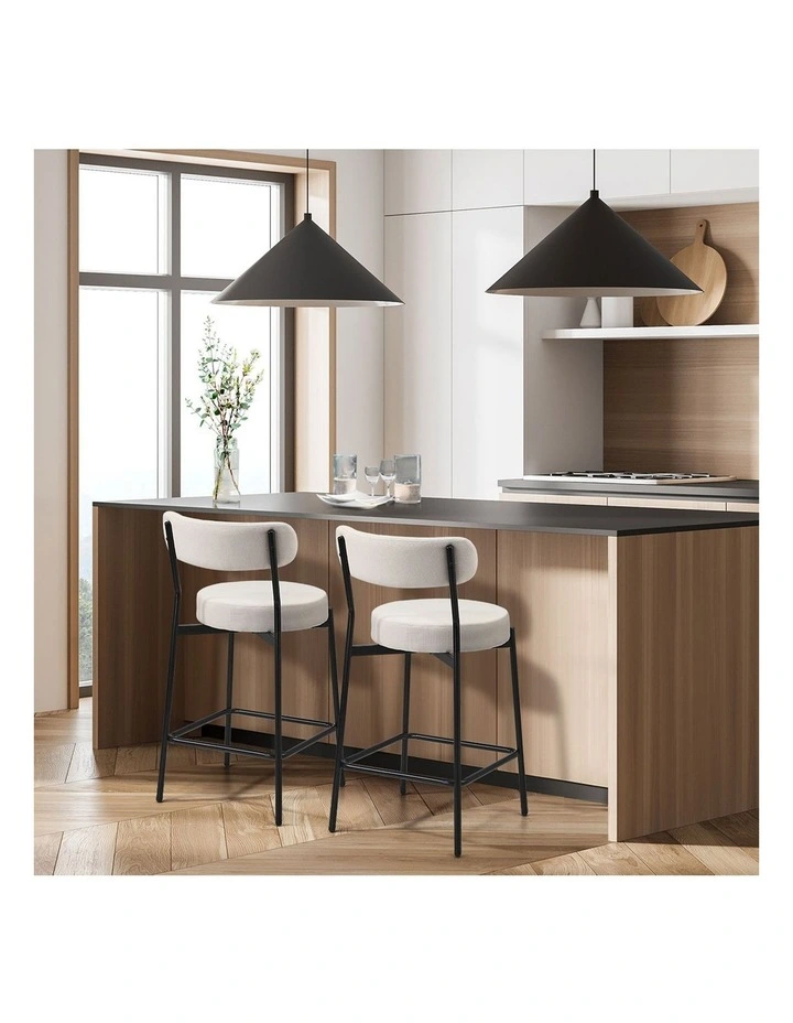 Oikiture 2x Bar Stools Kitchen Dining Chairs Counter Stool Beige image 5