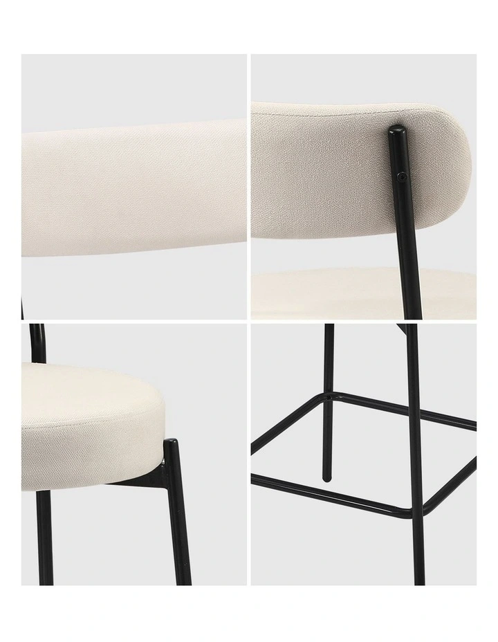 Oikiture 2x Bar Stools Kitchen Dining Chairs Counter Stool Beige image 6