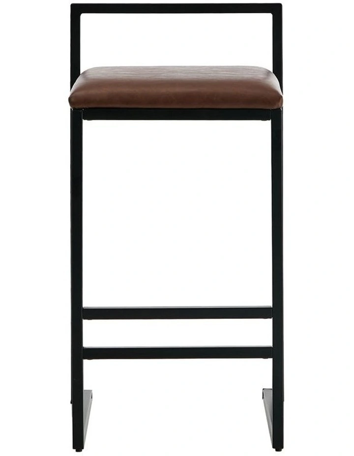 Oikiture 2x Bar Stools in Brown Leather image 2