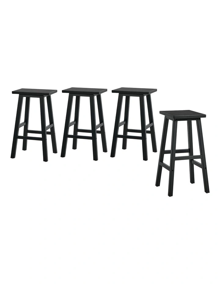 Oikiture 4x Bar Stool Kitchen Counter Dining Chair Split-Level Footrest Black image 1