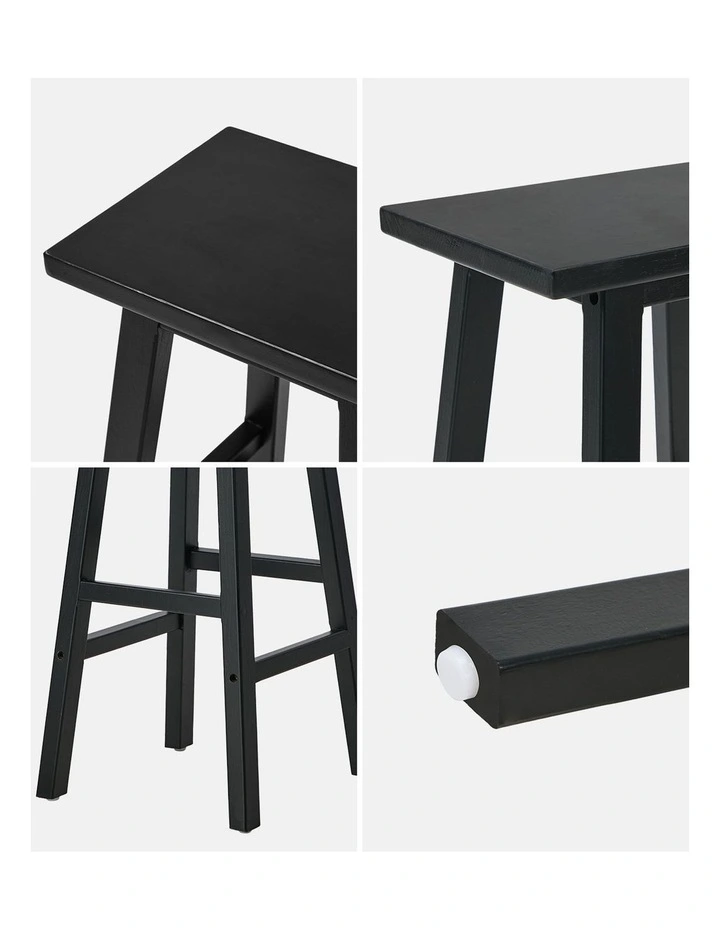 Oikiture 4x Bar Stool Kitchen Counter Dining Chair Split-Level Footrest Black image 6