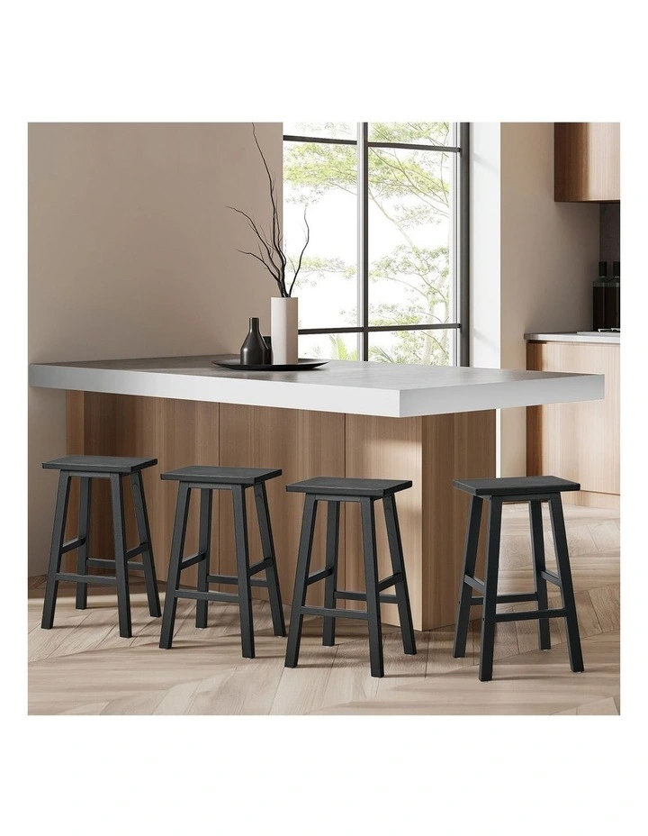 Oikiture 4x Bar Stool Kitchen Counter Dining Chair Split-Level Footrest Black image 7