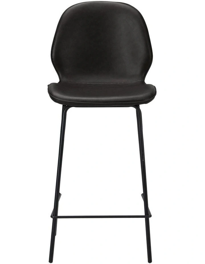 Oikiture 2x Bar Stools Kitchen Dining Chairs Counter Stool Leather Black image 2