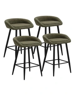 Oikiture Bar Stools Set of 4 in Green Boucle