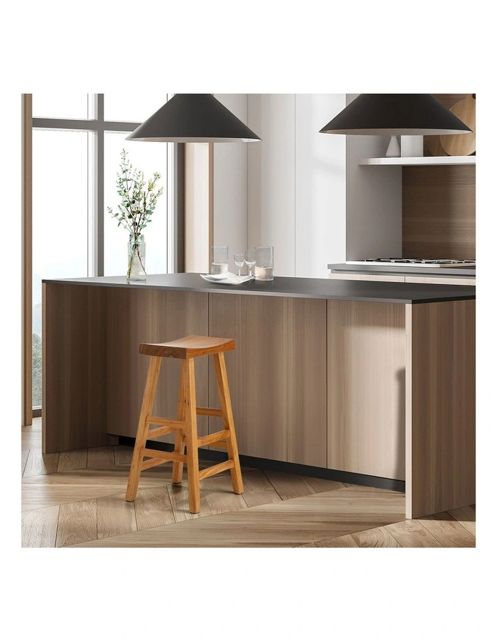 Oikiture Bar Stools Kitchen Stool Wooden Counter Chairs Barstools Natural image 5