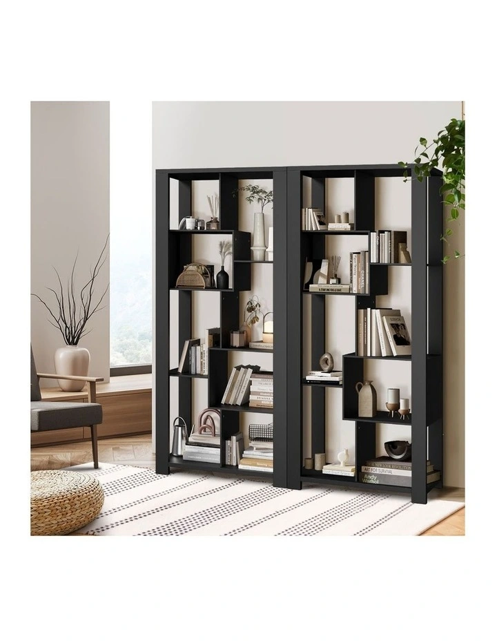 Oikiture Bookshelf Display Shelf Storage Cabinet Stand Organiser Bookcase Black image 5