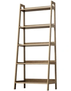 Oikiture Bookshelf 5 Tier Corner Ladder Shelf Home Storage Display Rack Natural