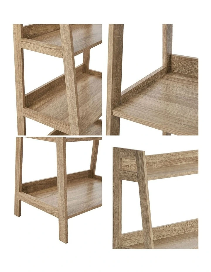 Oikiture Bookshelf 5 Tier Corner Ladder Shelf Home Storage Display Rack Natural image 6