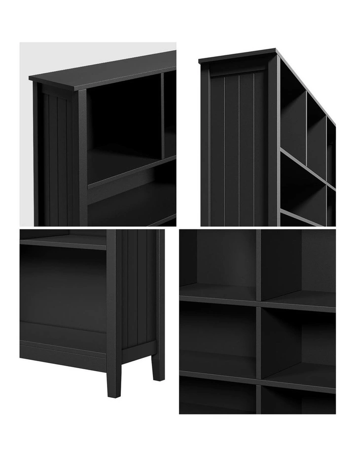 Oikiture Bookshelf Bookcase Display Shelf 4-Tier Storage Cabinet Black image 6