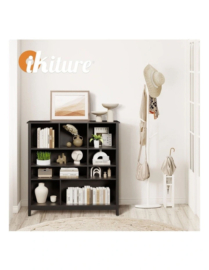 Oikiture Bookshelf Bookcase Display Shelf 4-Tier Storage Cabinet Black image 7