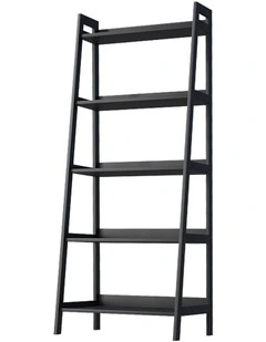 Oikiture Bookshelf 5 Tier Corner Ladder Shelf Home Storage Display Rack Black
