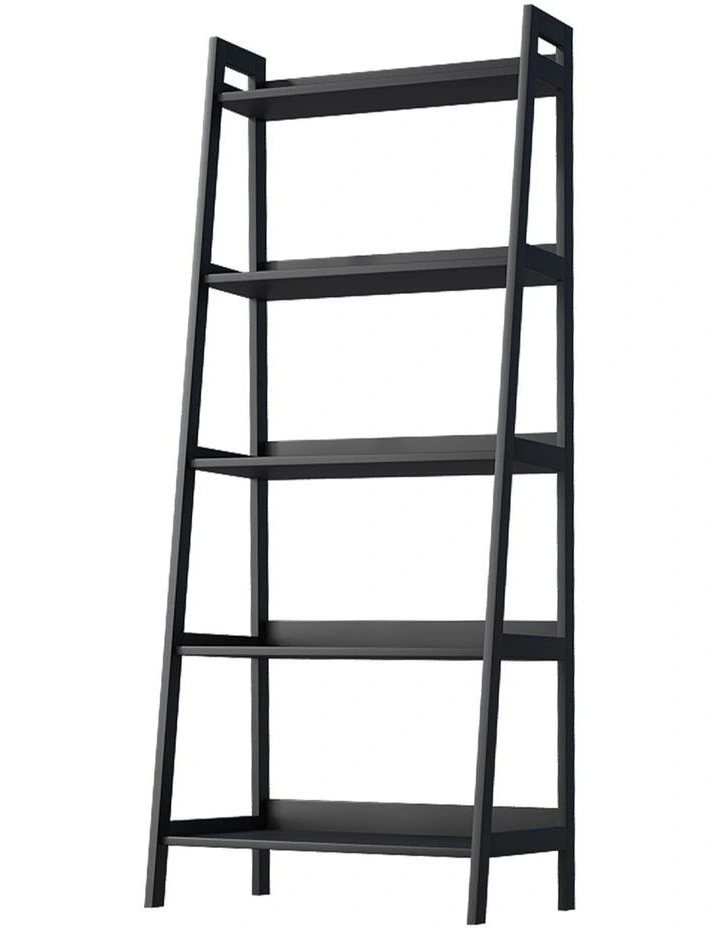 Oikiture Bookshelf 5 Tier Corner Ladder Shelf Home Storage Display Rack Black image 1