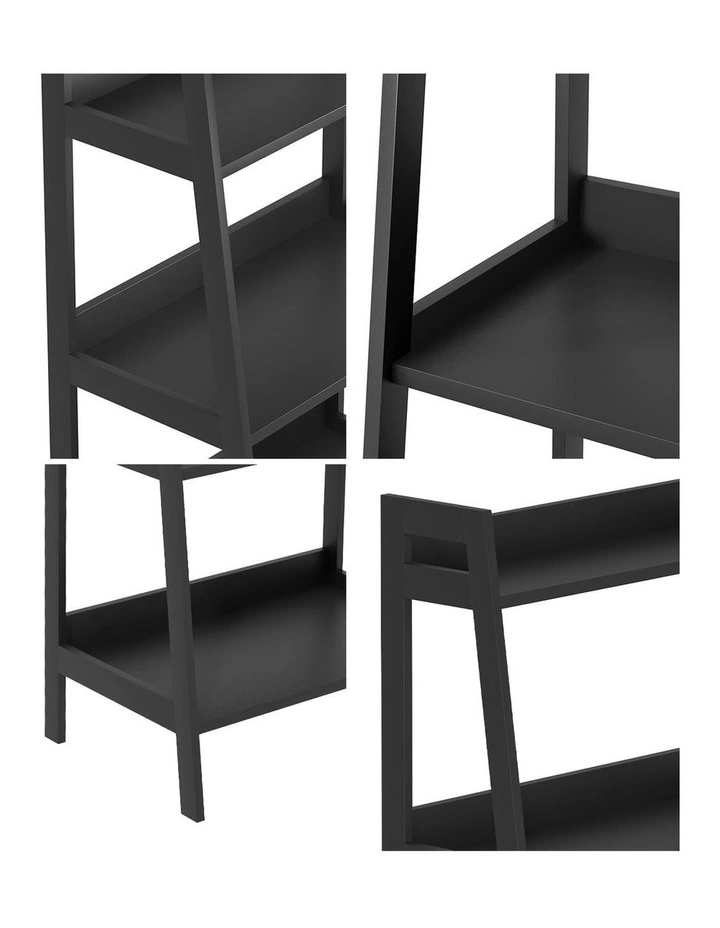 Oikiture Bookshelf 5 Tier Corner Ladder Shelf Home Storage Display Rack Black image 6