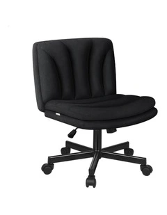Armless Office Desk Chair Mid Back Wide Seat w/ Wheels Fabric
