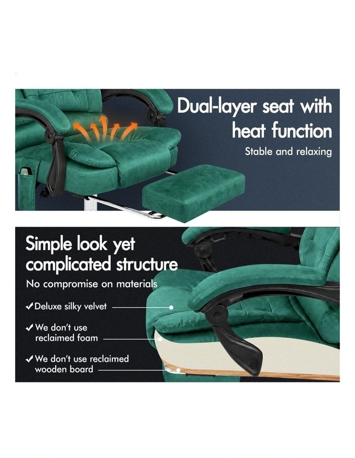 Office Chair Massage Heated Seat Velvet image 4