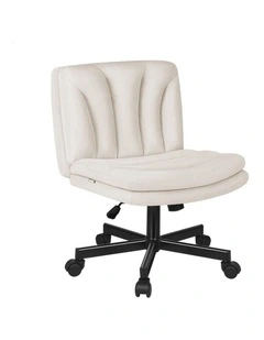 Armless Office Desk Chair Mid Back Wide Seat w/ Wheels Fabric