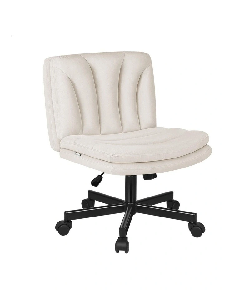 Armless Office Desk Chair Mid Back Wide Seat w/ Wheels Fabric image 1