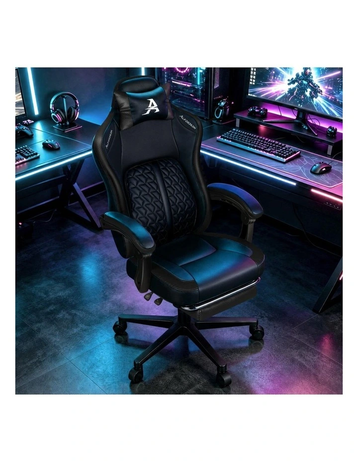 Gaming Office Chair Ergonomic Computer Footrest Leather image 2
