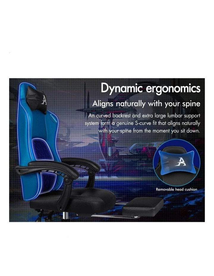 Gaming Office Chair Ergonomic Computer Footrest Leather image 3