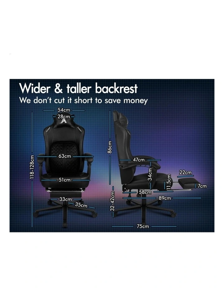 Gaming Office Chair Ergonomic Computer Footrest Leather image 6