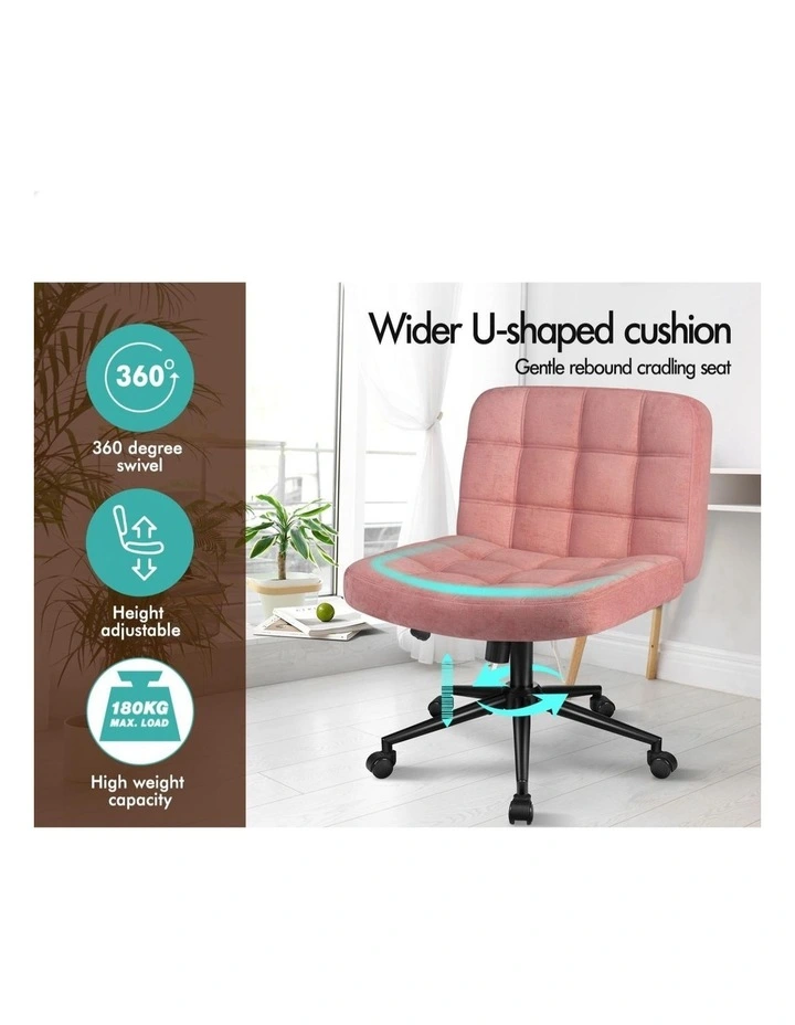 Office Desk Chair Computer Armless Wide Seat Mid Back Chenille image 3
