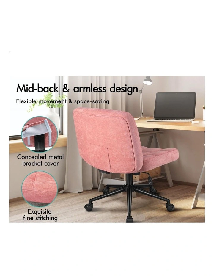 Office Desk Chair Computer Armless Wide Seat Mid Back Chenille image 5
