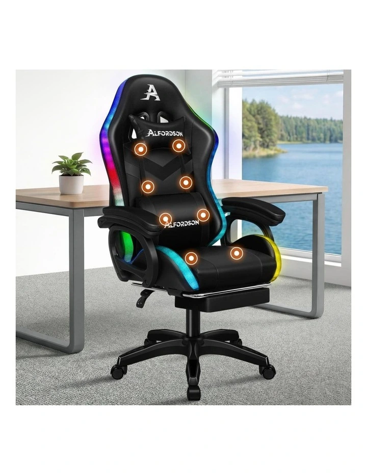 Gaming Office Chair Massage Computer Seat Footrest image 2
