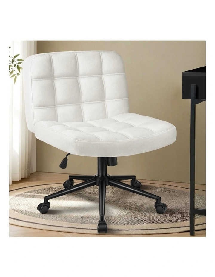 Office Desk Chair Computer Armless Wide Seat Mid Back Chenille image 2