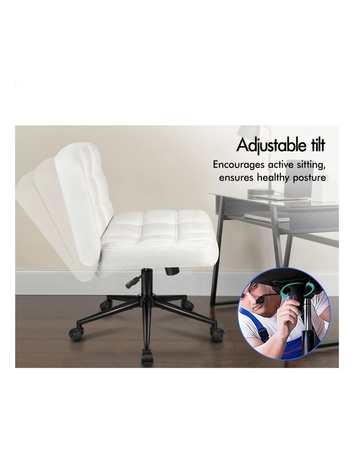 Office Desk Chair Computer Armless Wide Seat Mid Back Chenille image 4