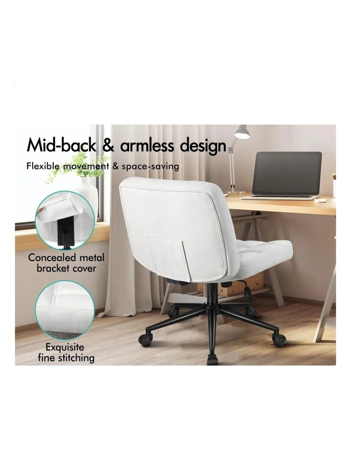 Office Desk Chair Computer Armless Wide Seat Mid Back Chenille image 6