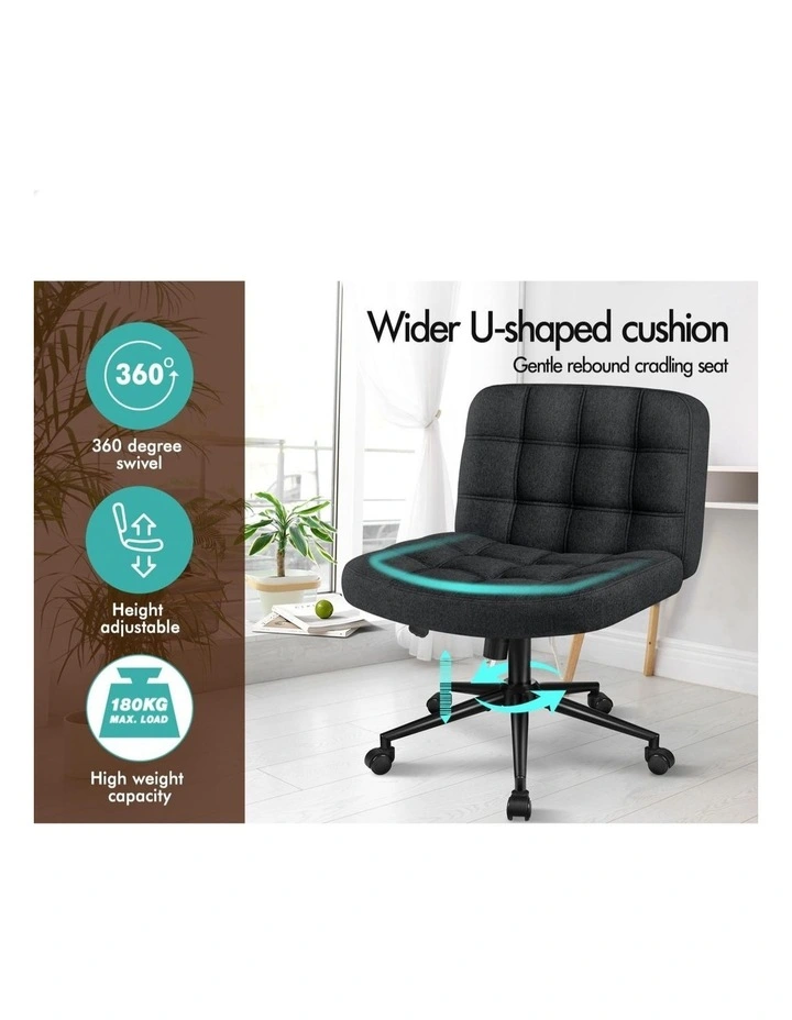 Office Desk Chair Computer Armless Wide Seat Mid Back Fabric image 3