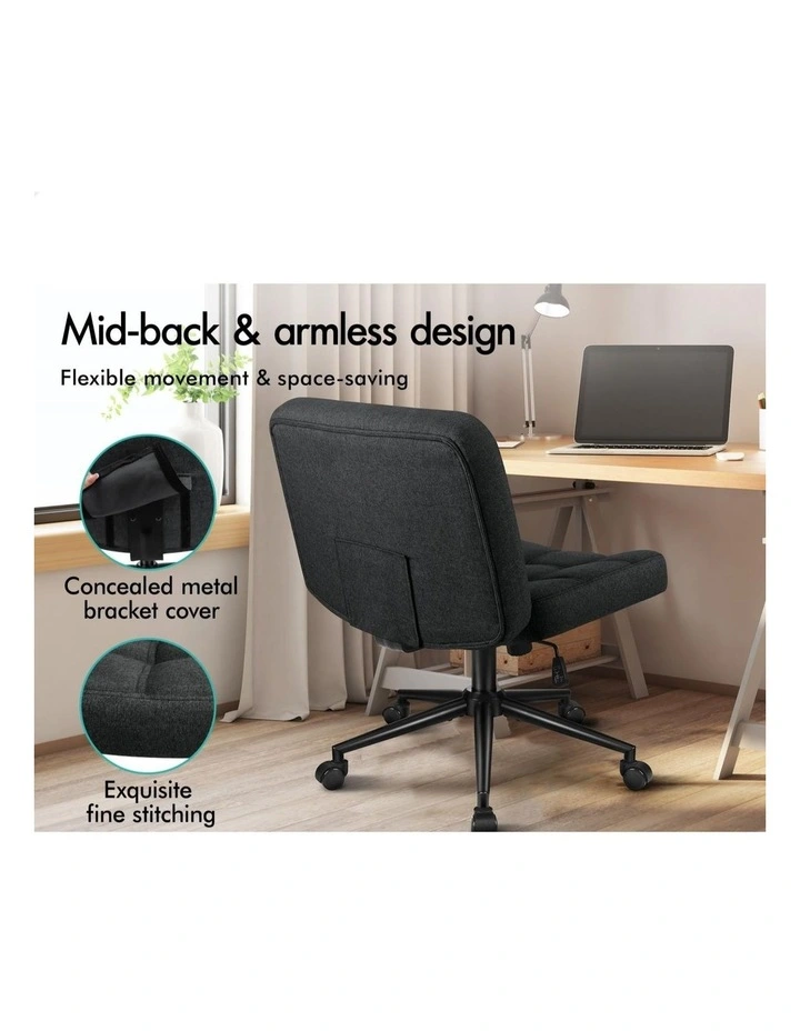 Office Desk Chair Computer Armless Wide Seat Mid Back Fabric image 5