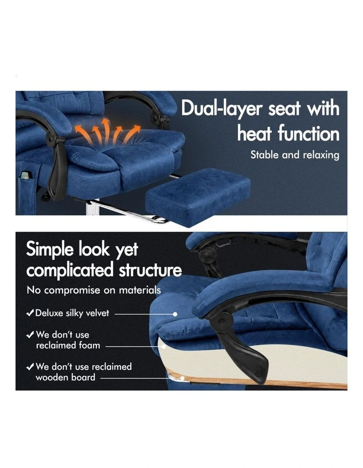 Office Chair Massage Heated Seat Velvet image 4