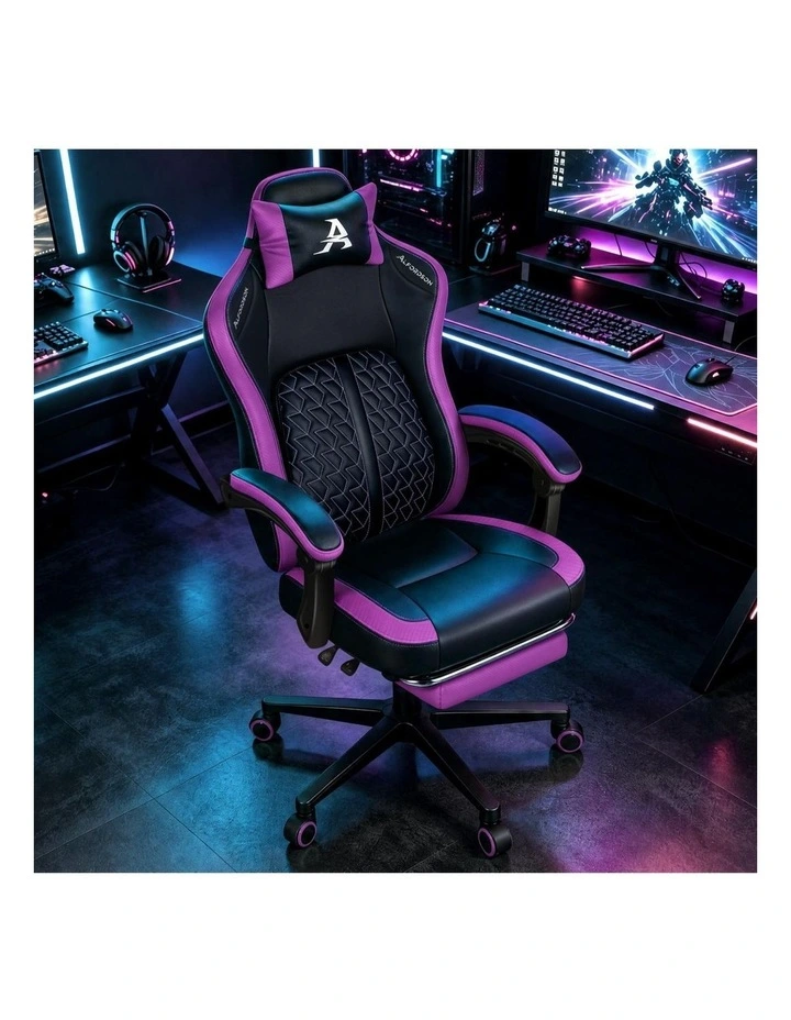 Gaming Office Chair Ergonomic Computer Footrest Leather image 2