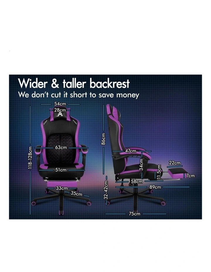 Gaming Office Chair Ergonomic Computer Footrest Leather image 7