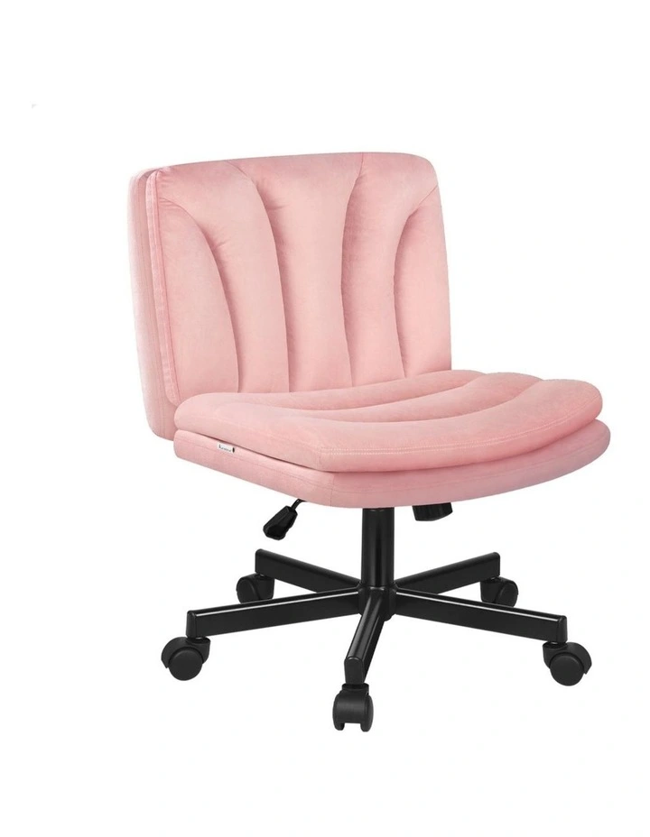 Armless Office Desk Chair Mid Back Wide Seat w/ Wheels Velvet image 1