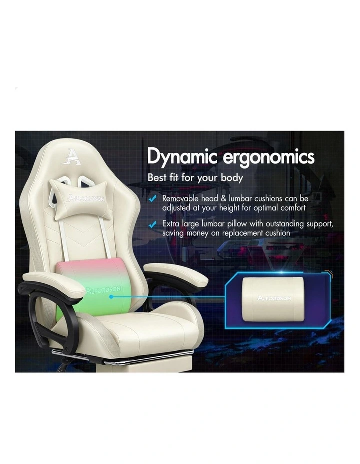 Gaming Office Chair Massage Computer Seat Footrest image 3
