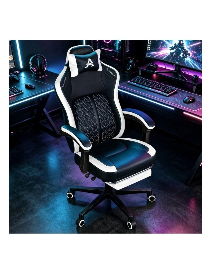 Gaming Office Chair Ergonomic Computer Footrest Leather image 2