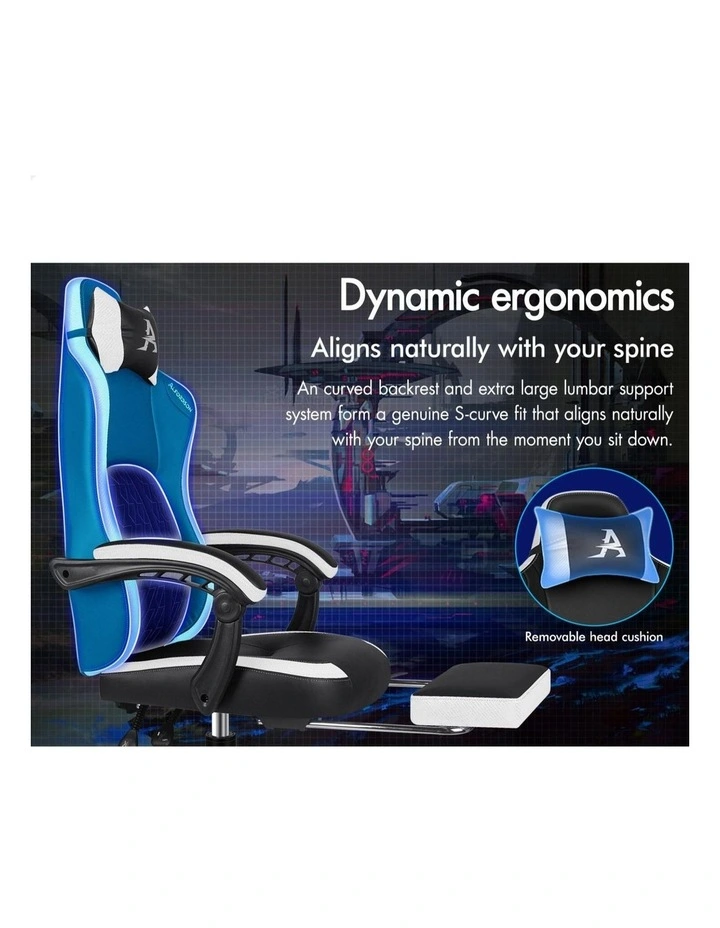 Gaming Office Chair Ergonomic Computer Footrest Leather image 3
