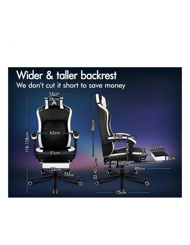 Gaming Office Chair Ergonomic Computer Footrest Leather image 7