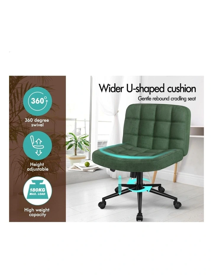 Office Desk Chair Computer Armless Wide Seat Mid Back Chenille image 3