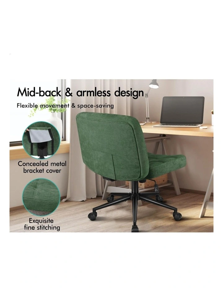Office Desk Chair Computer Armless Wide Seat Mid Back Chenille image 5