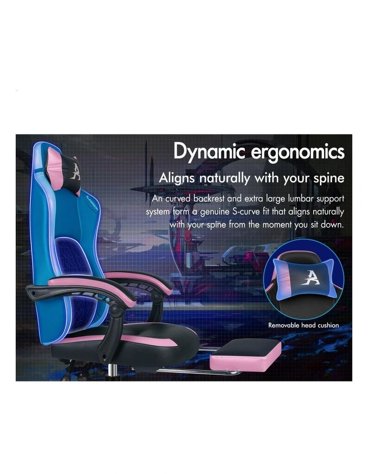 Gaming Office Chair Ergonomic Computer Footrest Leather image 3