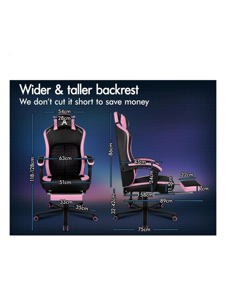 Gaming Office Chair Ergonomic Computer Footrest Leather image 7